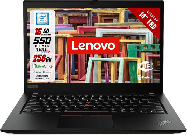 LENOVO THINKPAD T480 • 14" FHD (1920 x 1080) Intel Core i5-8265u, 16 GB RAM, Windows 11 Pro (ricondizionato) GRADO A-