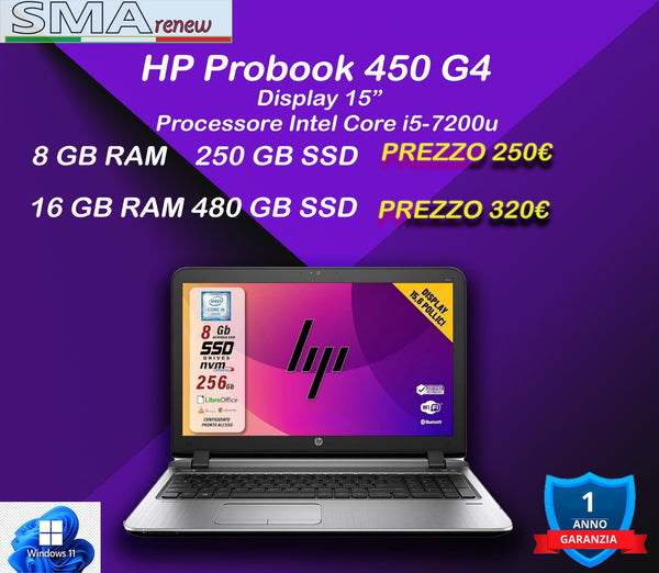 HP PROBOOK 450 G4 • Intel Core i5-7200u GRADO A