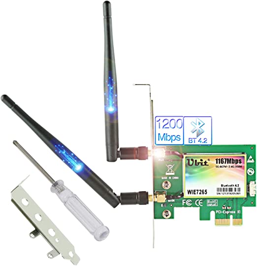 Scheda WiFi senza fili | 11AC Scheda wireless PCIe fino a 1200 Mbps | Adattatore WiFi Gigabit dual-band Scheda WiFi | Scheda WiFi PCIe con BT 4.2